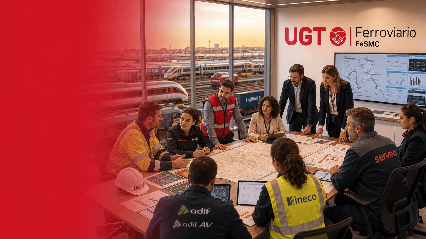 Equipo revisando infraestructura ferroviaria