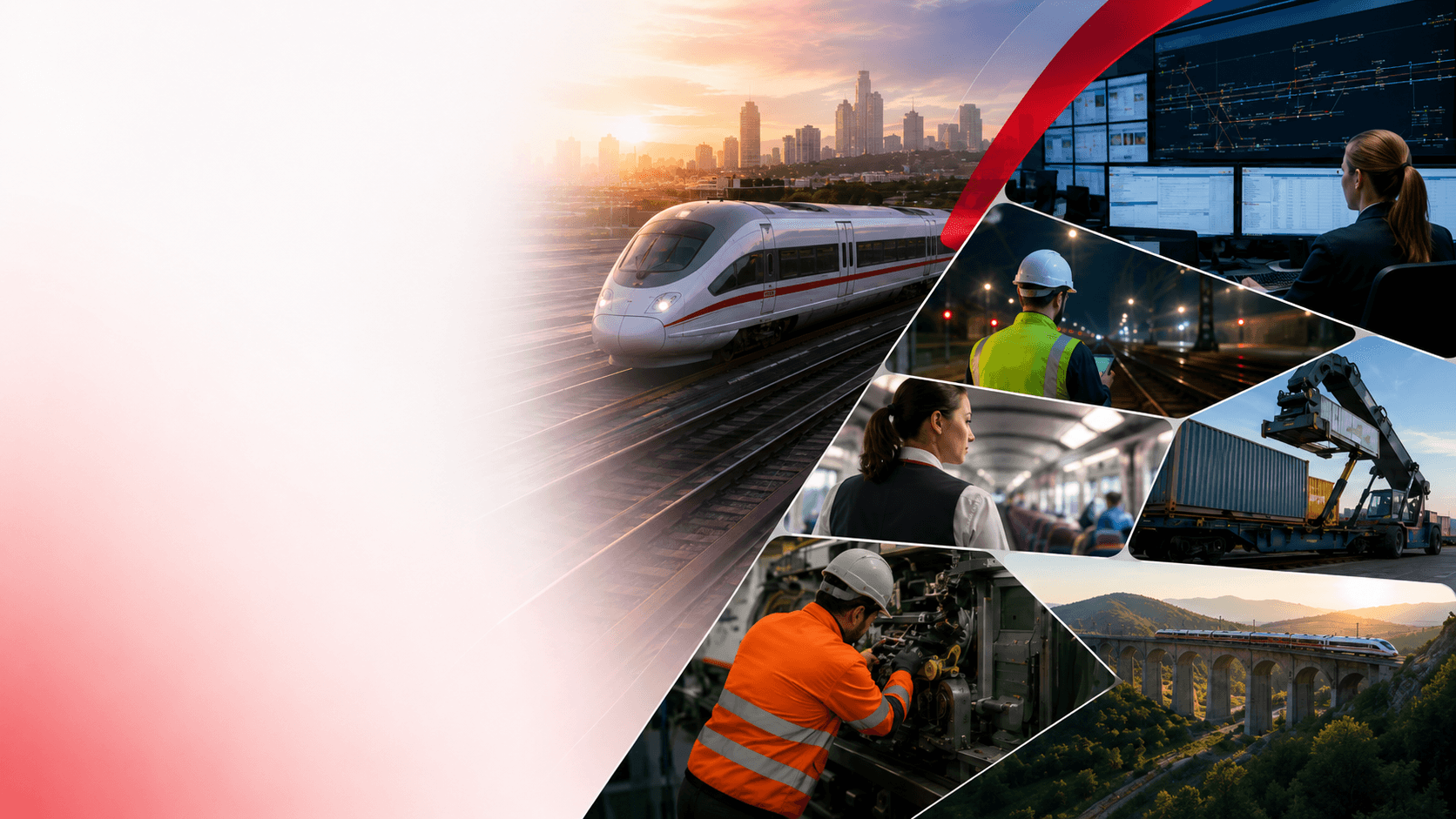 Personas preparando formación ferroviaria junto a un tren